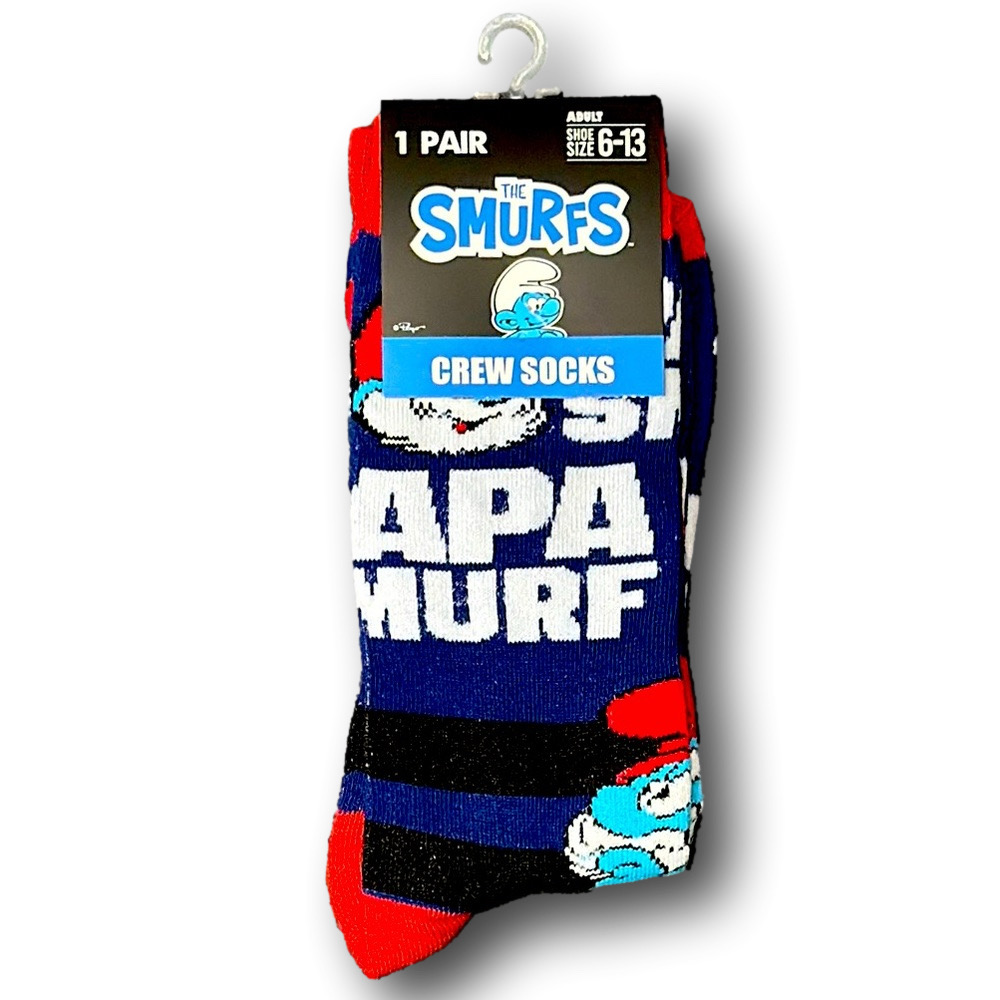 3/$20 The Smurfs Papa Smurf Funny Novelty Crew Socks - NWT
